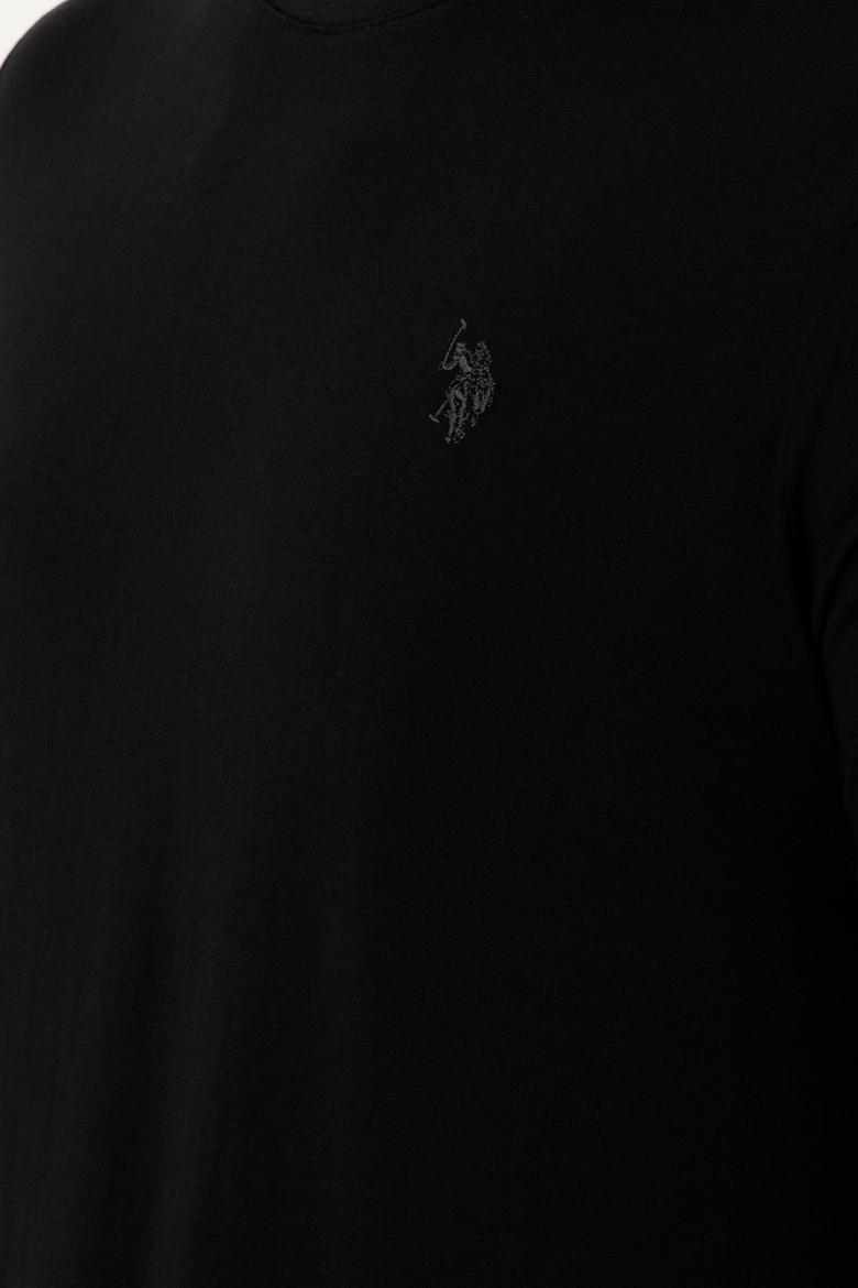 Erkek Regular Fit Bisiklet Yaka Siyah Basic Tişört - 50279575029