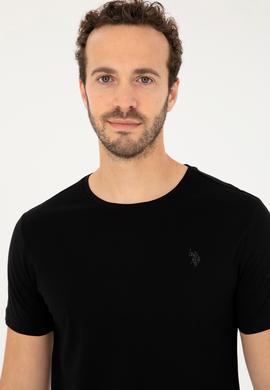 Erkek Regular Fit Bisiklet Yaka Siyah Basic Tişört - 50279575029