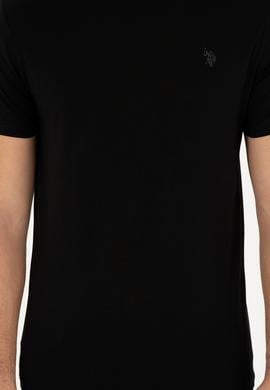 Erkek Regular Fit Bisiklet Yaka Siyah Basic Tişört - 50279575029