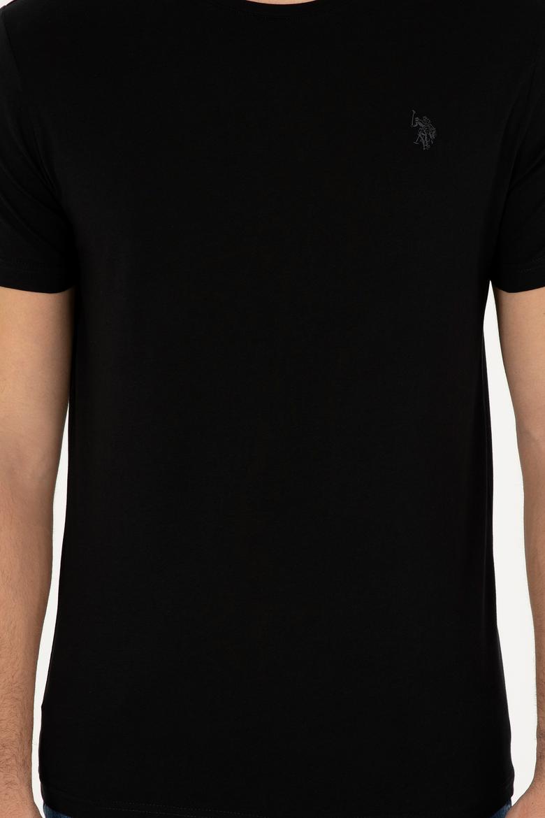 Erkek Regular Fit Bisiklet Yaka Siyah Basic Tişört - 50279575029