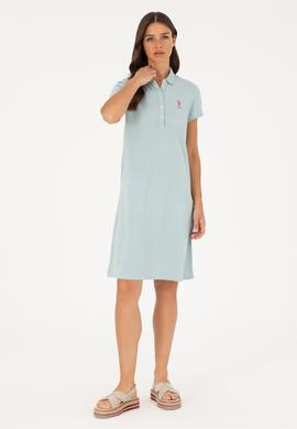 Kadın Su Yeşili Polo Yaka Mini Boy Örme Elbise - 50280038100