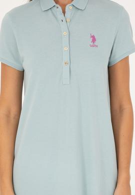 Kadın Su Yeşili Polo Yaka Mini Boy Örme Elbise - 50280038100