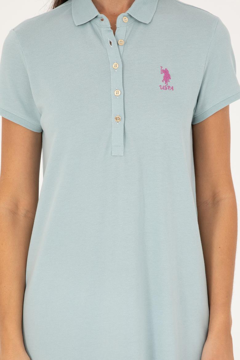 Kadın Su Yeşili Polo Yaka Mini Boy Örme Elbise - 50280038100