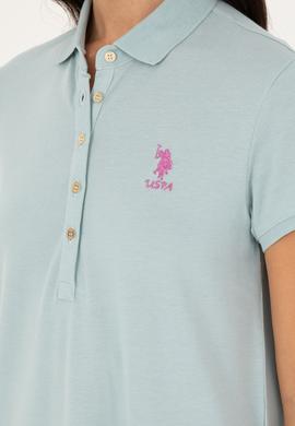 Kadın Su Yeşili Polo Yaka Mini Boy Örme Elbise - 50280038100