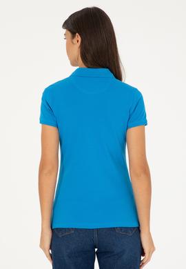 Kadın Saks Basic Polo Yaka Tişört - 50280060092