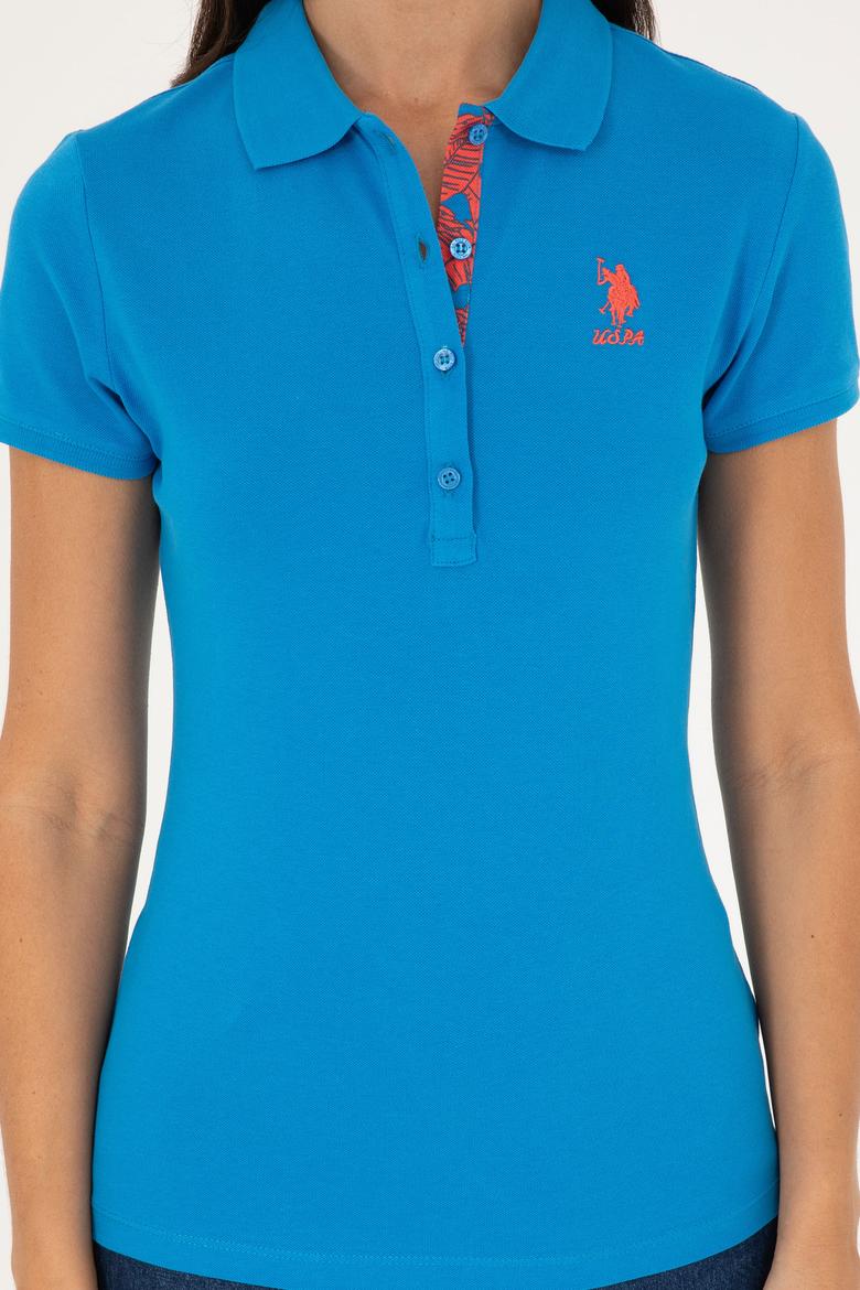 Kadın Saks Basic Polo Yaka Tişört - 50280060092