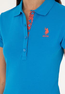 Kadın Saks Basic Polo Yaka Tişört - 50280060092