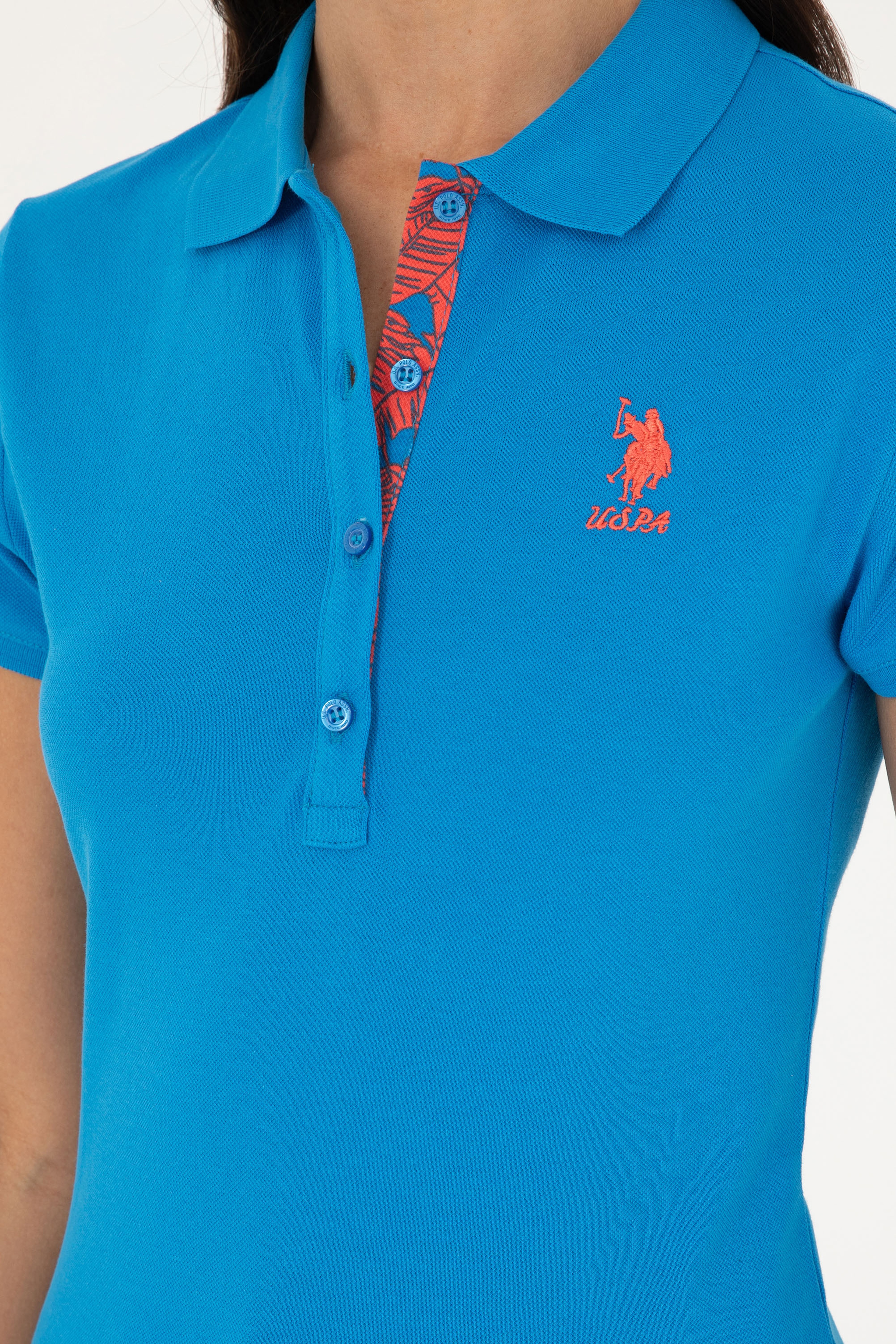 Kadın Saks Basic Polo Yaka Tişört - Image 7
