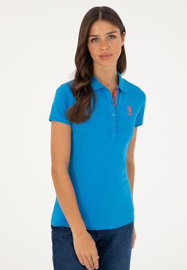 Kadın Saks Basic Polo Yaka Tişört - 50280060092