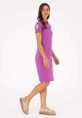 Kadın Mor Polo Yaka Mini Boy Örme Elbise - 50280064171