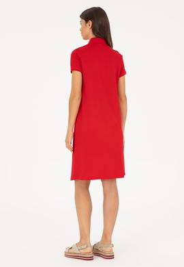 Kadın Kırmızı Polo Yaka Mini Boy Örme Elbise - 50280038123