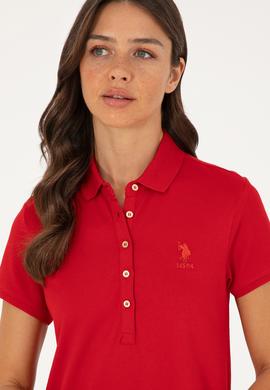 Kadın Kırmızı Polo Yaka Mini Boy Örme Elbise - 50280038123