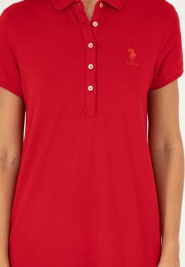 Kadın Kırmızı Polo Yaka Mini Boy Örme Elbise - 50280038123