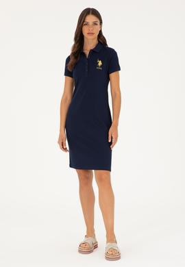 Kadın Lacivert Polo Yaka Mini Boy Örme Elbise - 50280069010