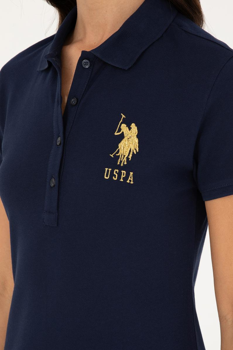 Kadın Lacivert Polo Yaka Mini Boy Örme Elbise