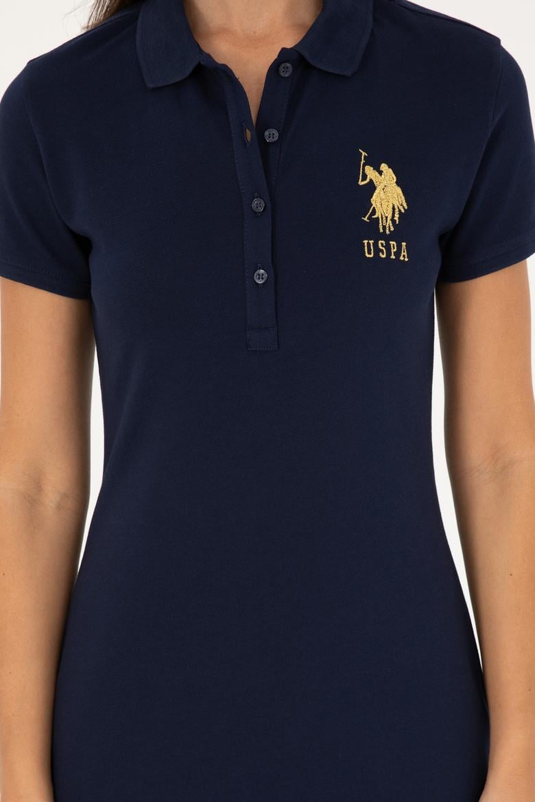 Kadın Lacivert Polo Yaka Mini Boy Örme Elbise - 50280069010