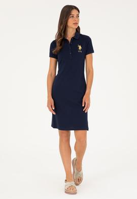 Kadın Lacivert Polo Yaka Mini Boy Örme Elbise - 50280069010