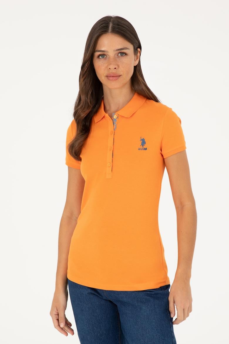 Kadın Turuncu Basic Polo Yaka Tişört
