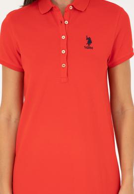 Kadın Kırmızı Polo Yaka Mini Boy Örme Elbise - 50280038002