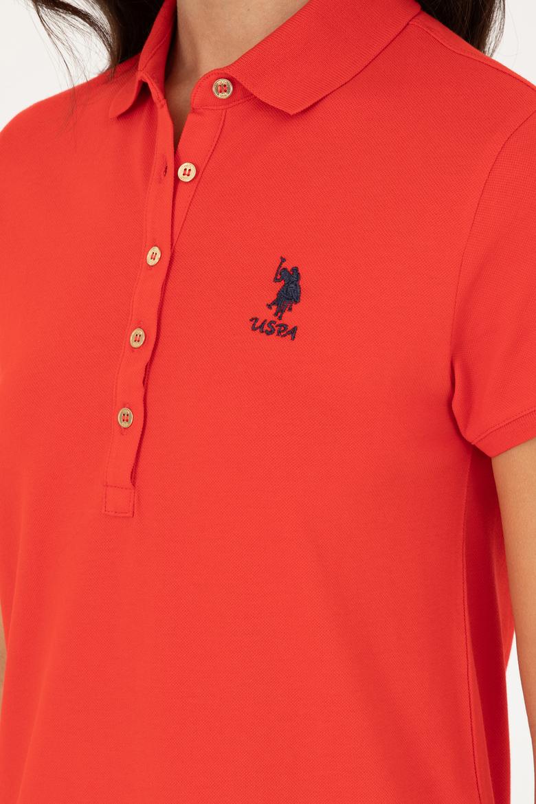 Kadın Kırmızı Polo Yaka Mini Boy Örme Elbise - 50280038002