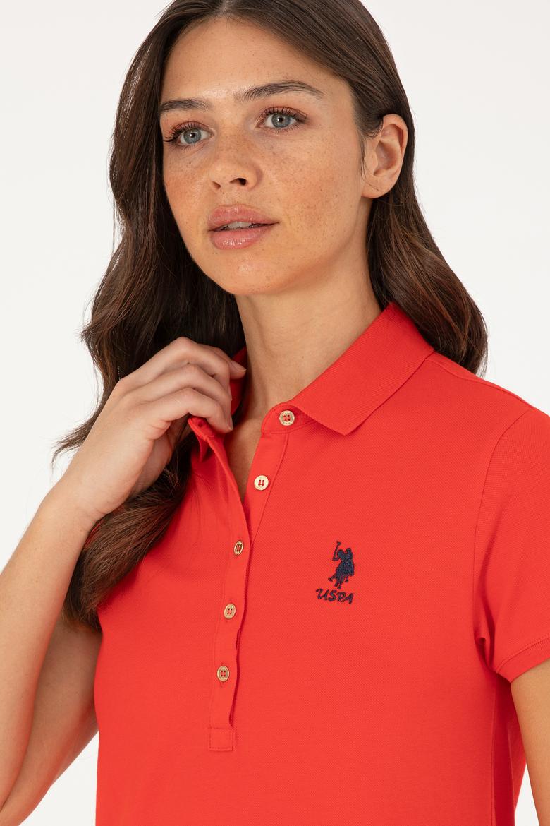 Kadın Kırmızı Polo Yaka Mini Boy Örme Elbise - 50280038002