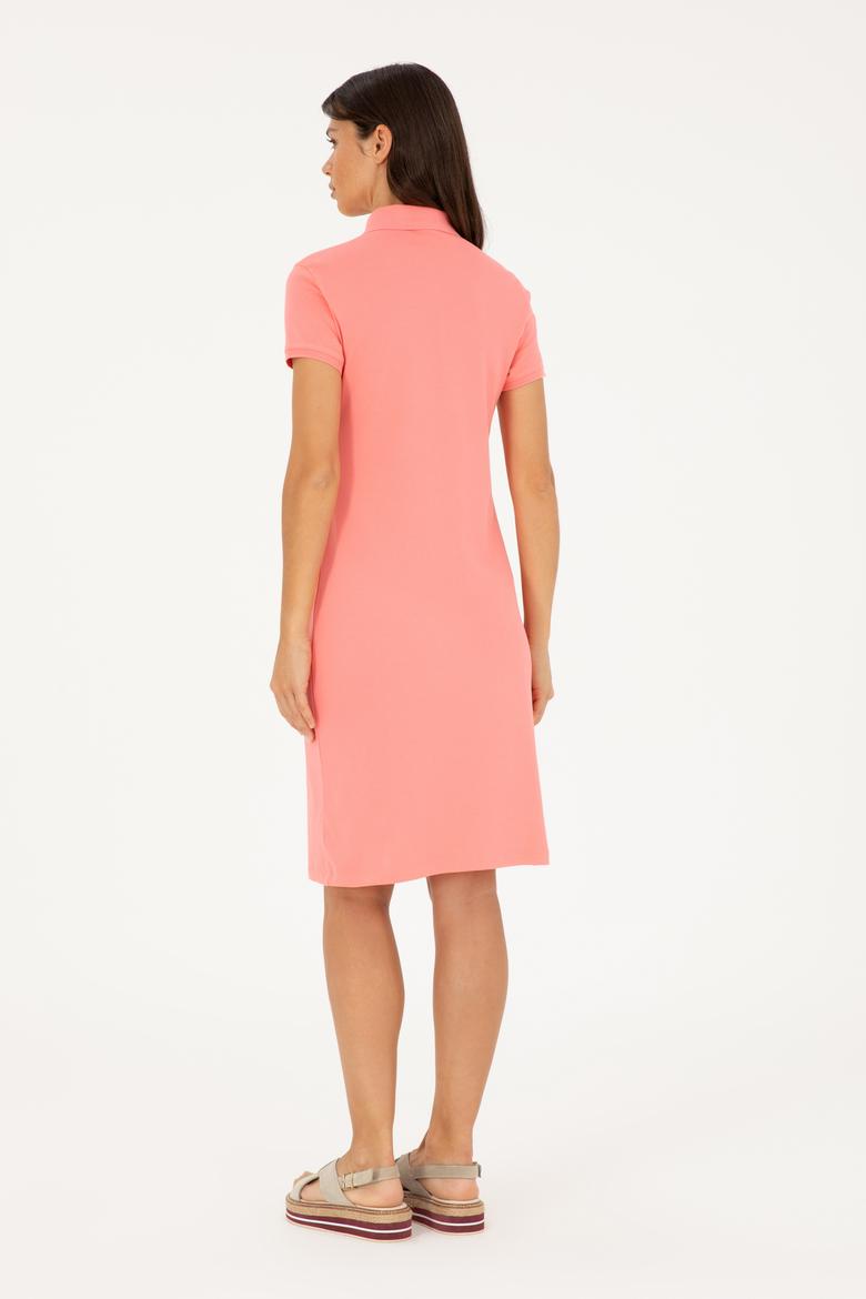 Kadın Pembe Polo Yaka Mini Boy Örme Elbise - 50280064140