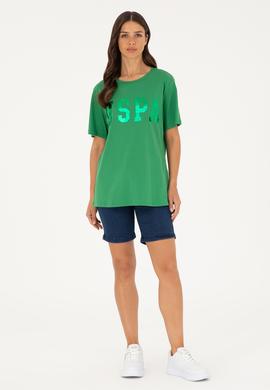 Kadın Yeşil Basic Tişört - 50280020040