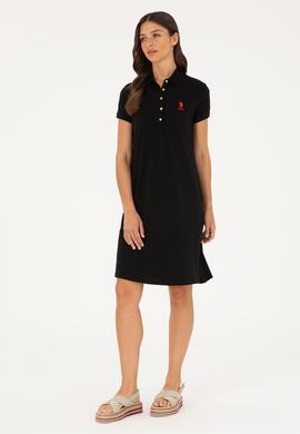 Kadın Siyah Polo Yaka Mini Boy Örme Elbise - 50280038023