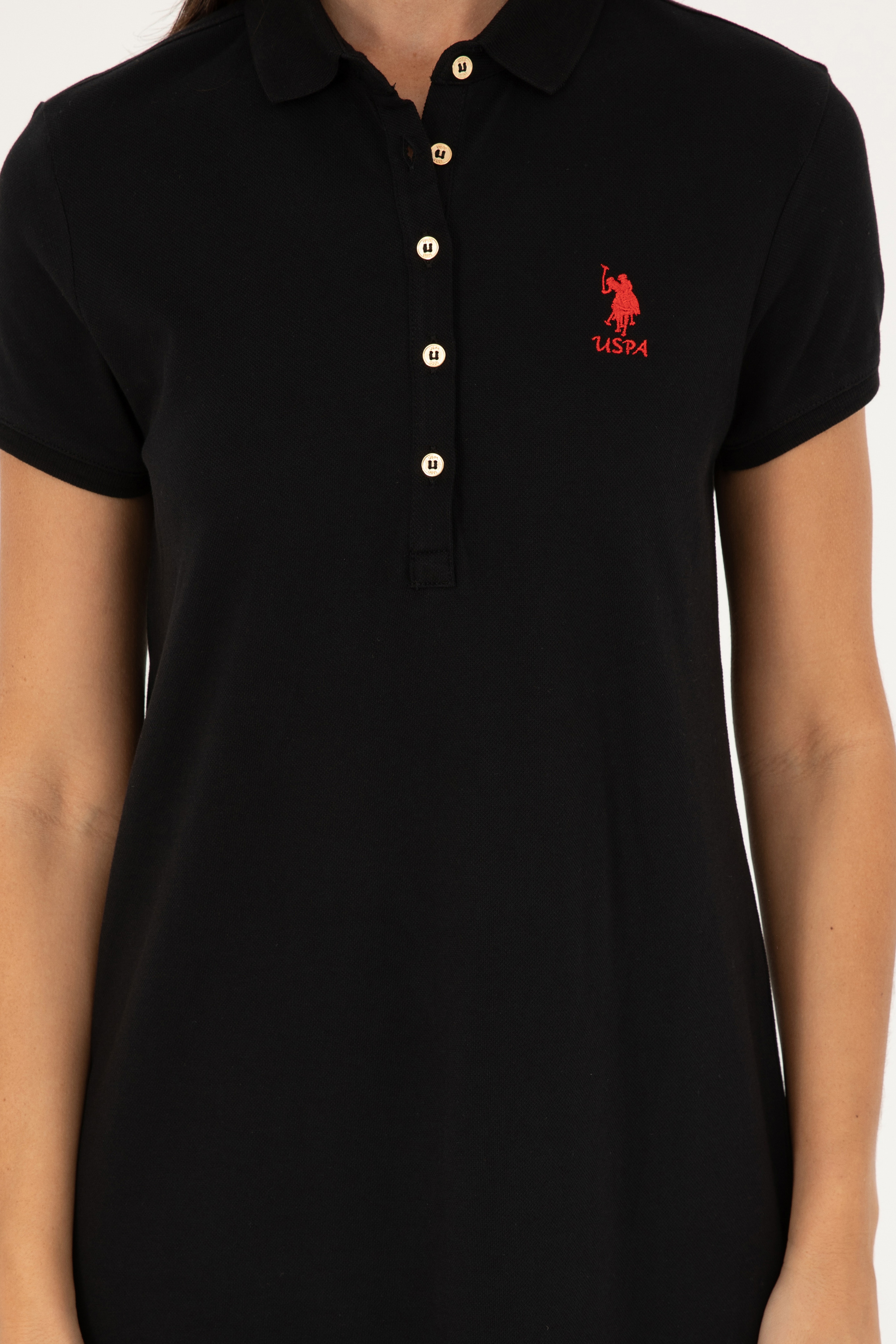 Kadın Siyah Polo Yaka Mini Boy Örme Elbise