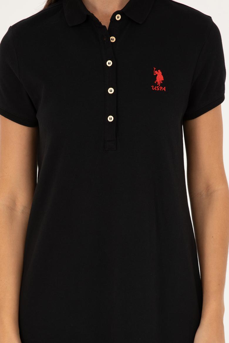 Kadın Siyah Polo Yaka Mini Boy Örme Elbise - 50280038023