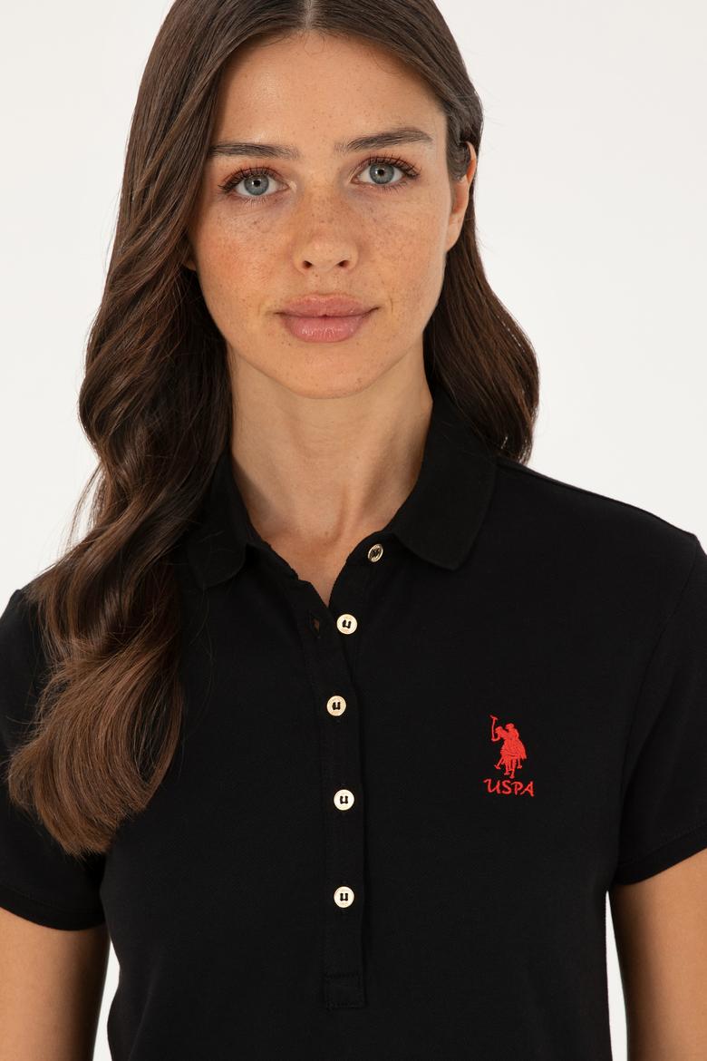 Kadın Siyah Polo Yaka Mini Boy Örme Elbise - 50280038023