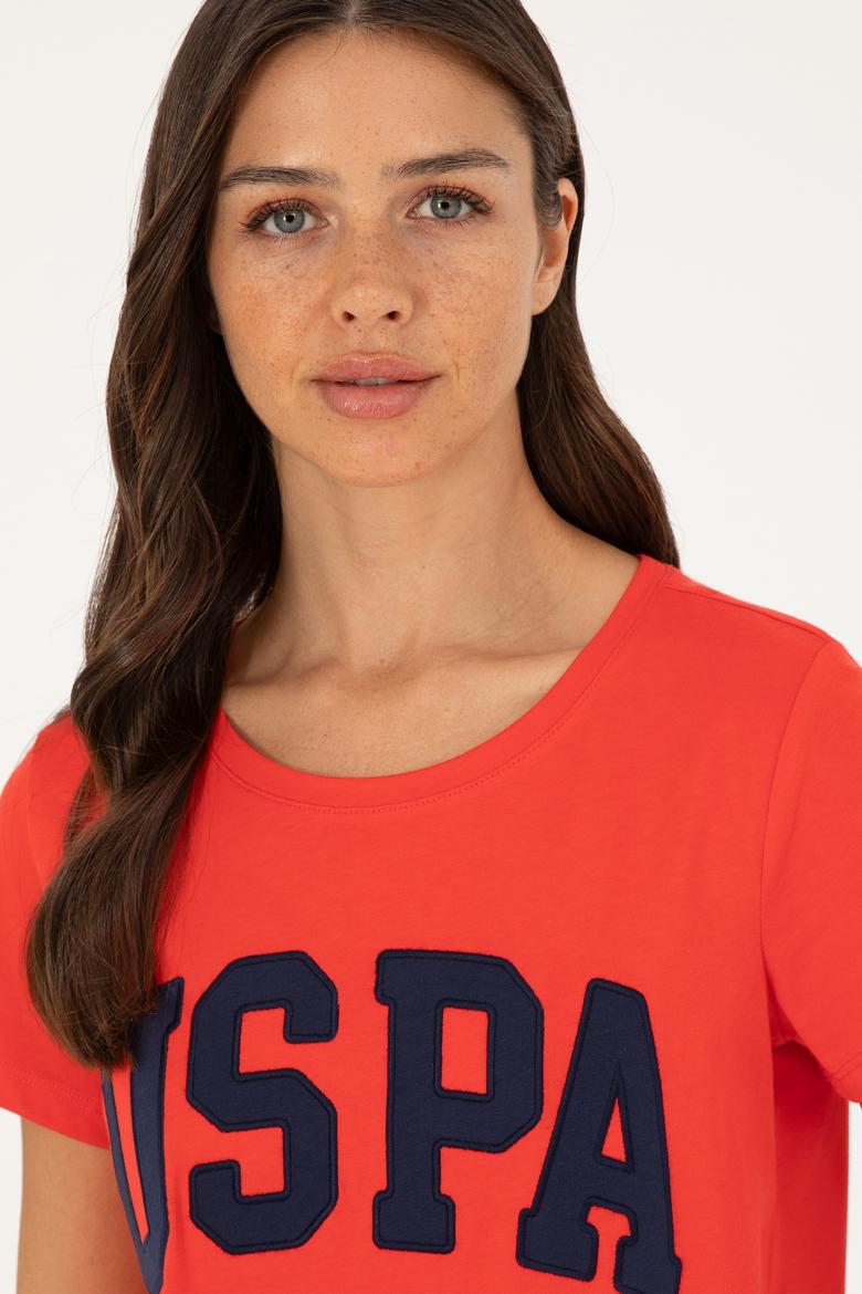 Kadın Kırmızı Bisiklet Yaka Basic Tişört - 50280036037