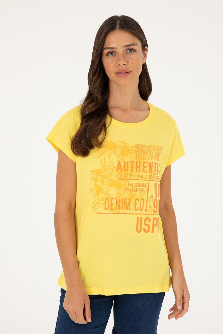 Kadın Sarı Tişört - 50282895004