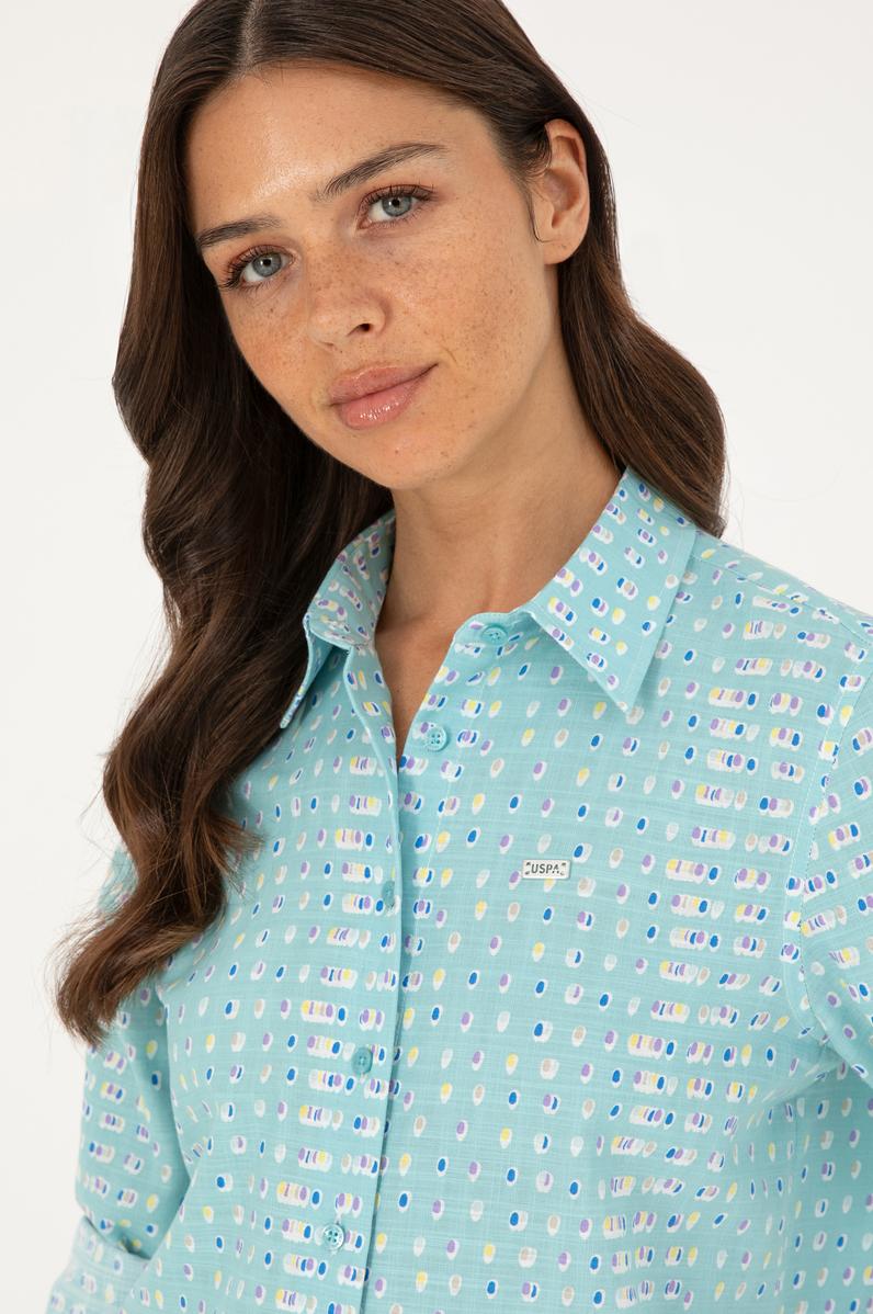 Kadın Mint Uzun Kollu Gömlek