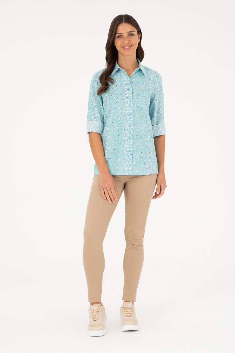 Kadın Mint Uzun Kollu Gömlek - 50280941010