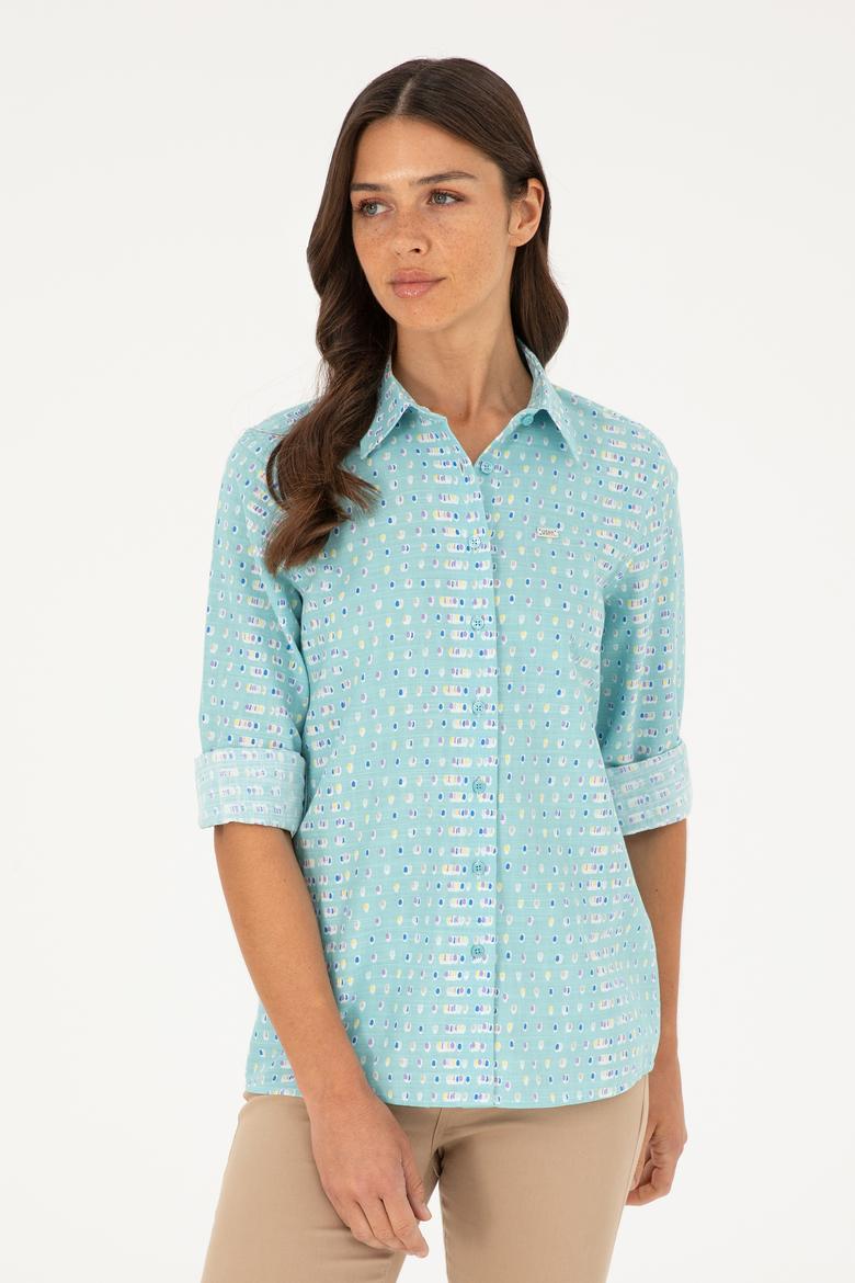 Kadın Mint Uzun Kollu Gömlek