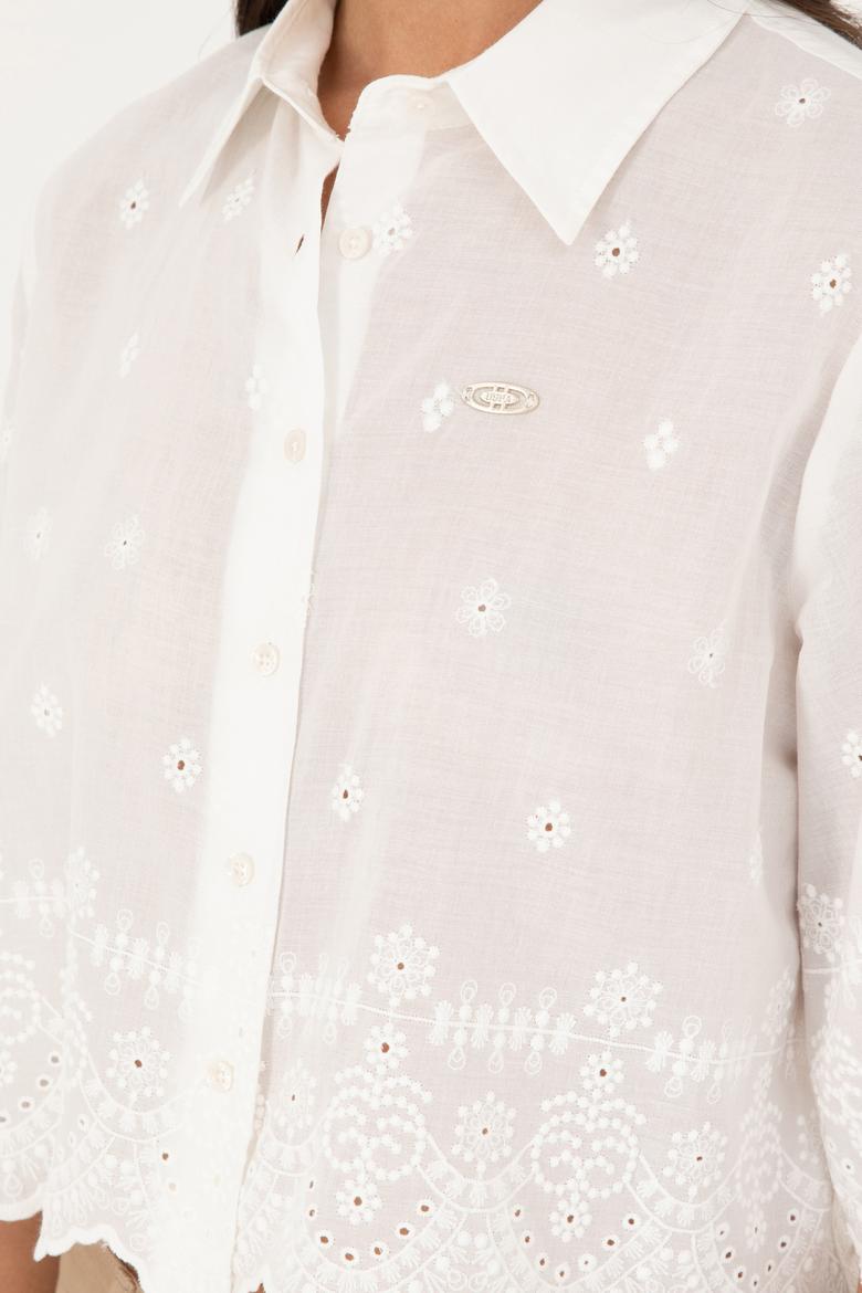 Kadın Beyaz Uzun Kollu Gömlek - 50283615002