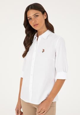 Kadın Beyaz Uzun Kollu Basic Gömlek - 50283992007