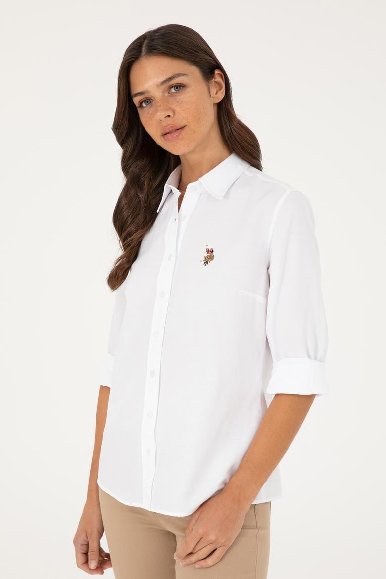 Kadın Beyaz Uzun Kollu Basic Gömlek - 50283992007