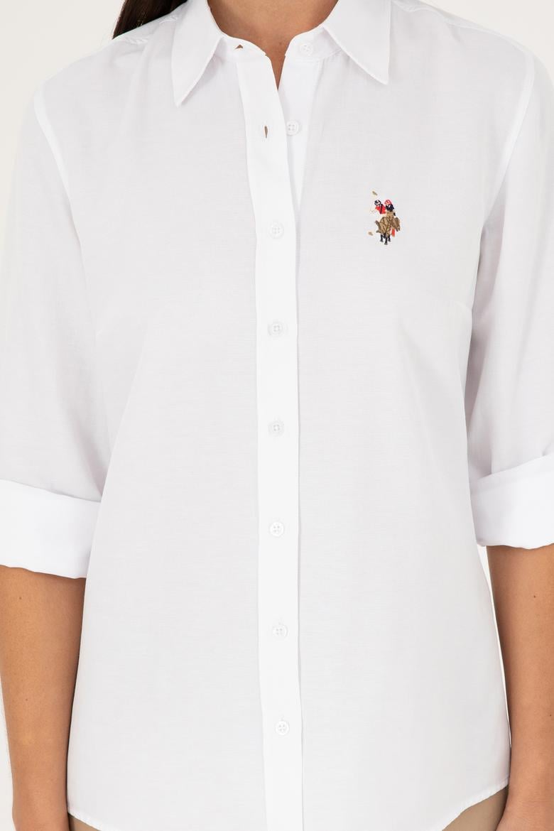 Kadın Beyaz Uzun Kollu Basic Gömlek - 50283992007