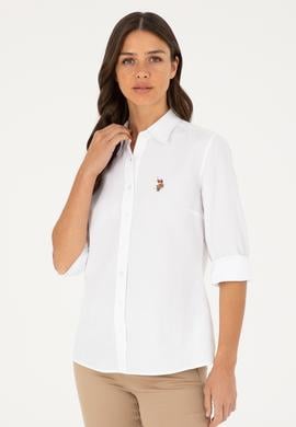 Kadın Beyaz Uzun Kollu Basic Gömlek - 50283992007