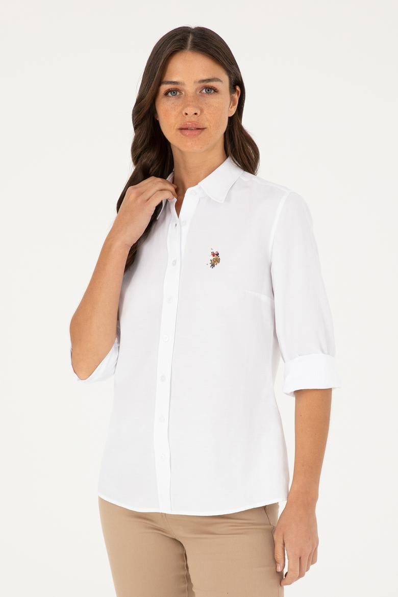 Kadın Beyaz Uzun Kollu Basic Gömlek