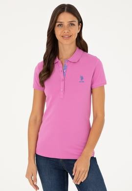 Kadın Pembe Basic Polo Yaka Tişört - 50280060193