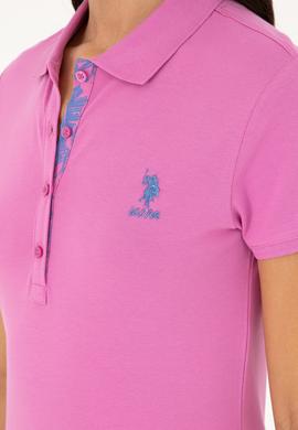 Kadın Pembe Basic Polo Yaka Tişört - 50280060193