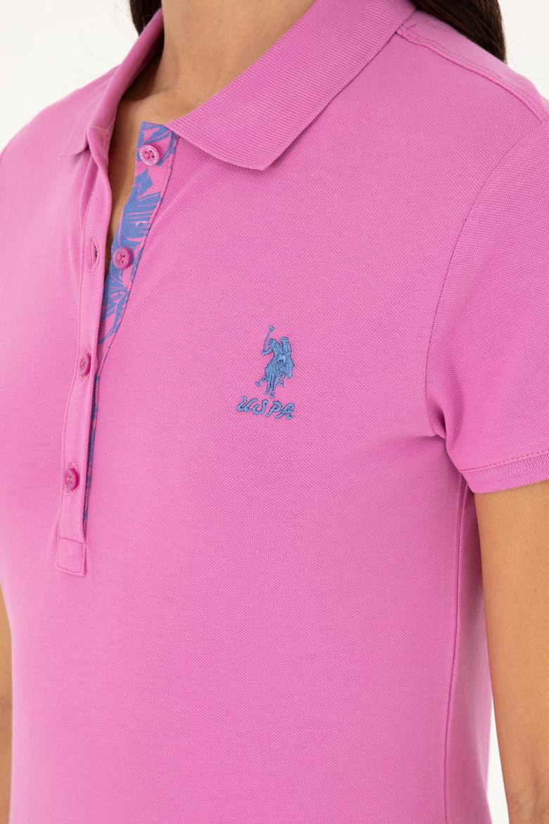 Kadın Pembe Basic Polo Yaka Tişört - 50280060193