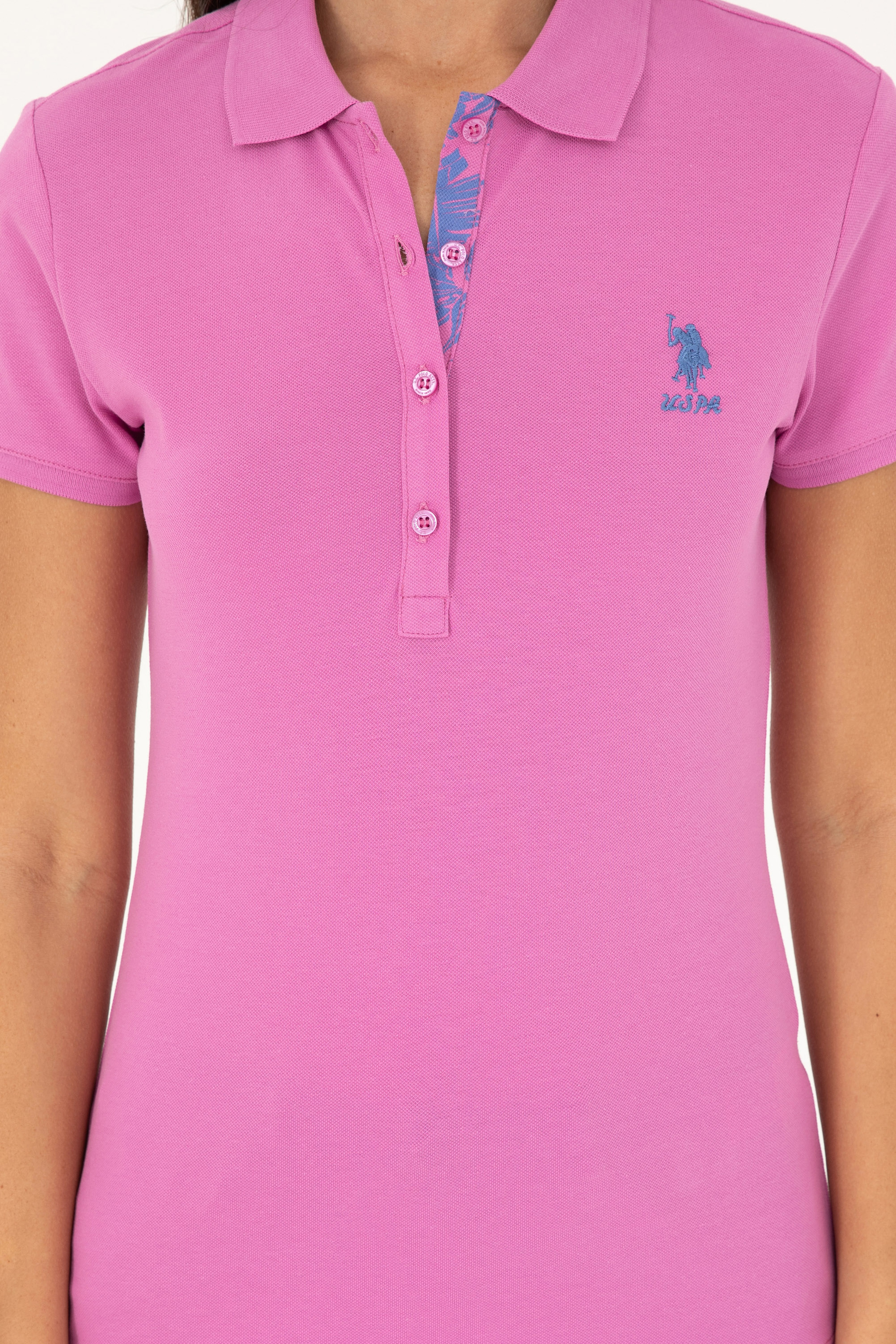 Kadın Pembe Basic Polo Yaka Tişört - Image 6