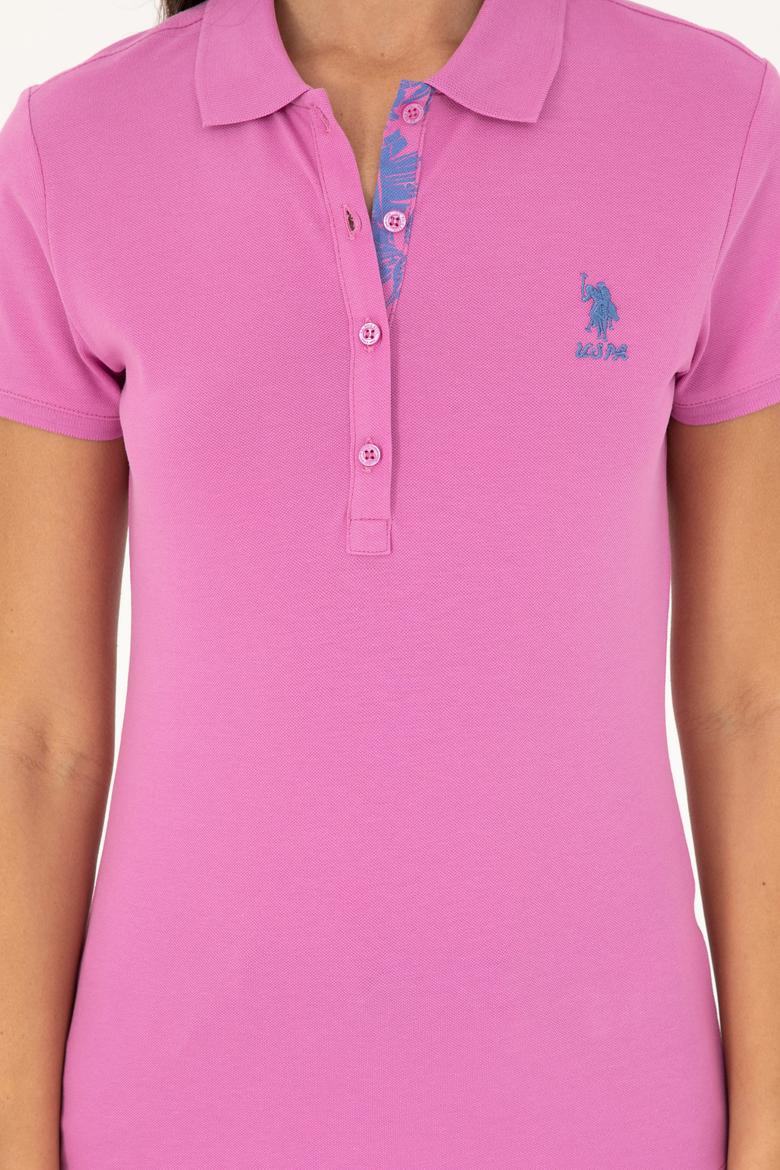 Kadın Pembe Basic Polo Yaka Tişört - 50280060193