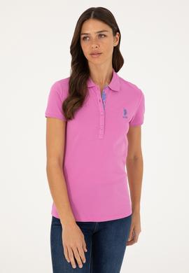 Kadın Pembe Basic Polo Yaka Tişört - 50280060193
