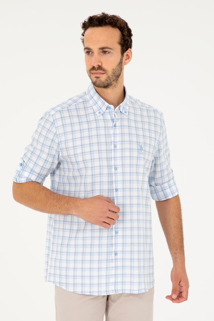 Erkek Mavi Uzun Kollu Gömlek
