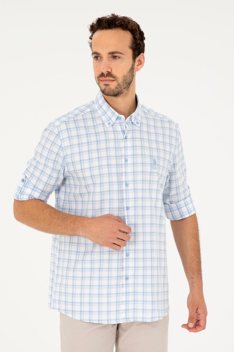 Erkek Mavi Uzun Kollu Gömlek